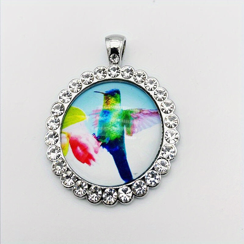 Green Bird Glass Alloy Pendant Necklace Accessories DIY